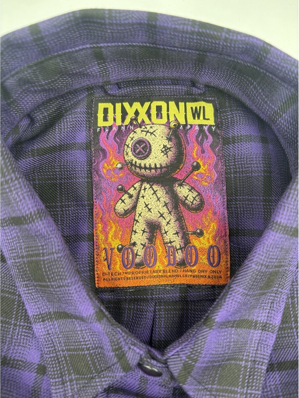 Dixxon Flannel Voodoo Women’s Large Purple and Black Plaid Patterned New! - Picture 5 of 9